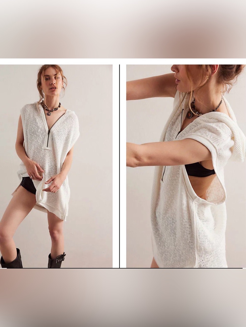 We The Free FREE PEOPLE Sleeveless Hooded Knit Pullover in Mauve Size Small
